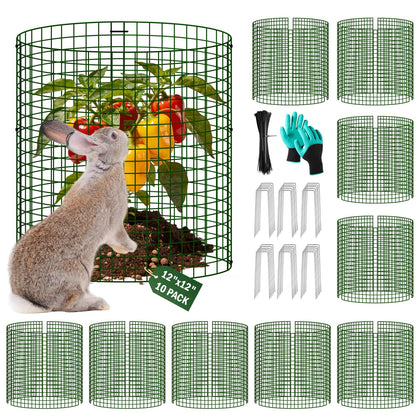 Uyittour round wire plant cage protects 12x12 beds from pests.