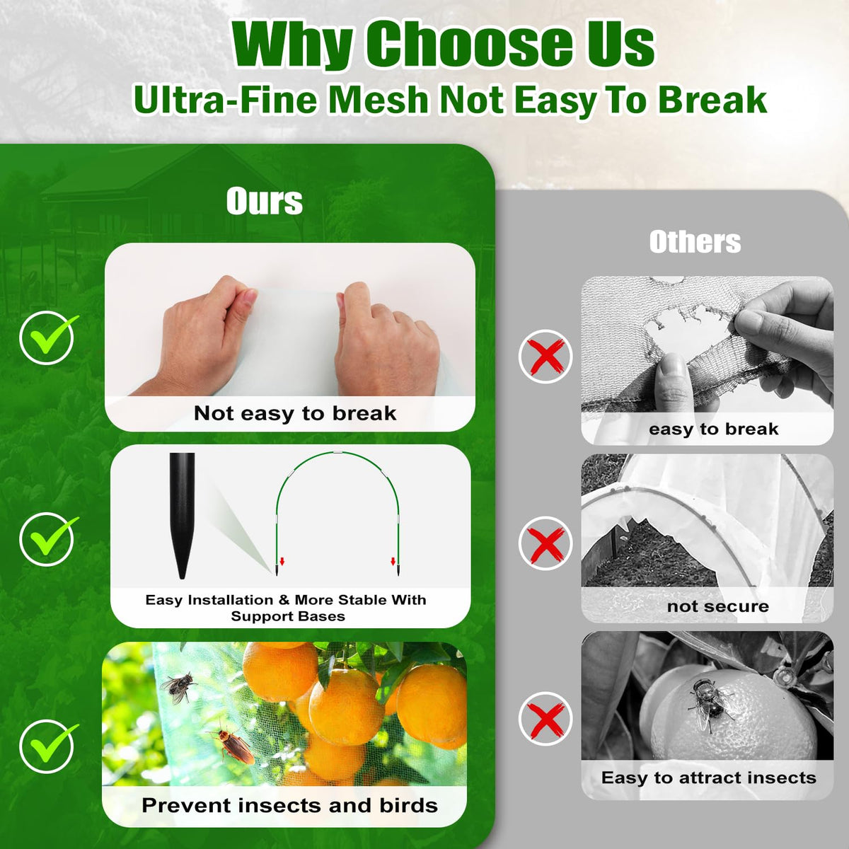 Uyittour support bases provide easy base insertion on firm or soft soil.