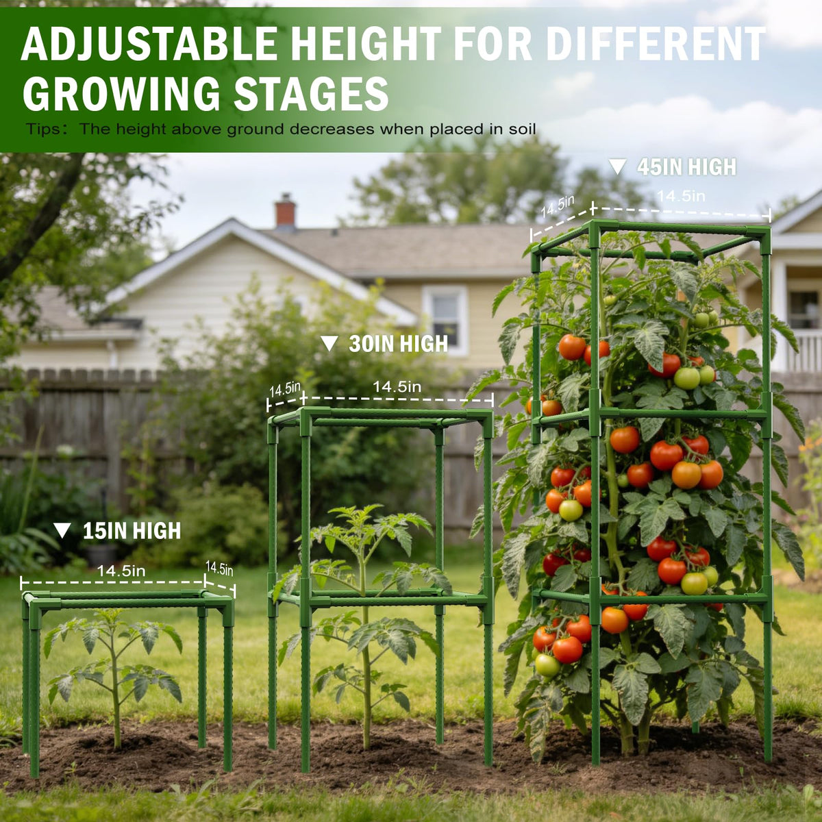 Uyittour tomato cage with steel core provides rust-resistant durability.