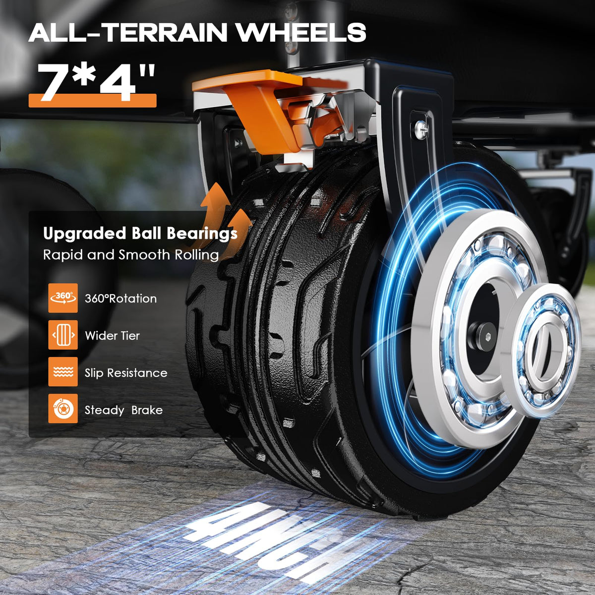 Uyittour wheeled camping cart with large wheels for rugged terrain