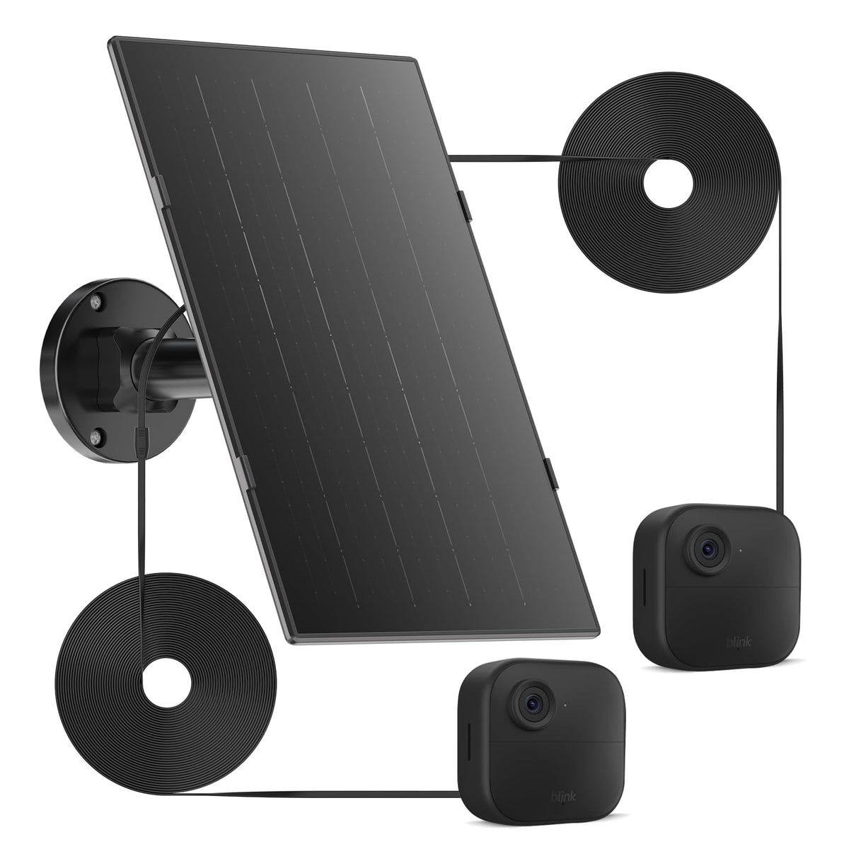 UYODM 10W solar panel powering Blink cameras for continuous outdoor monitoring.