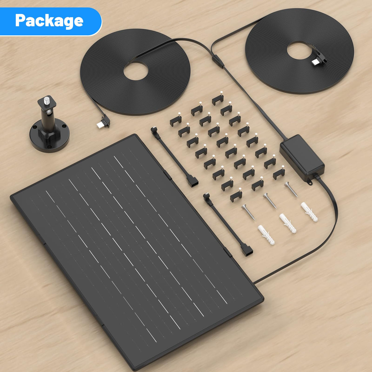 UYODM installation screws, wall anchors, and clips for outdoor mounting.
