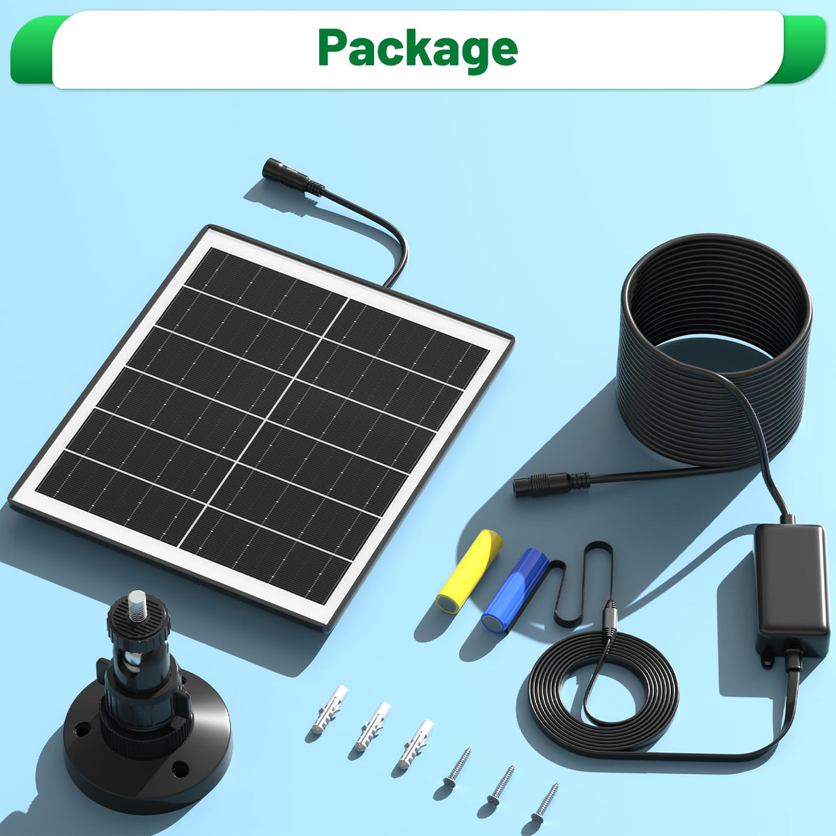 UYODM package includes panel, mount bracket, screws, and anchors