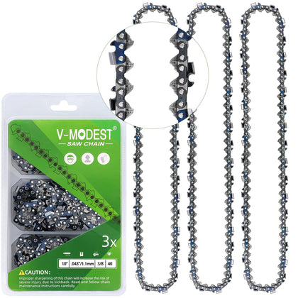 V-MODEST 10 inch Worx WG323 chain ready for quick, clean cuts with durable drive links.