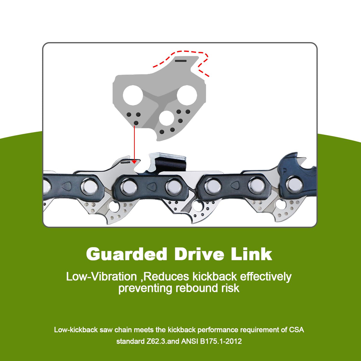 V-MODEST 14-inch chain for Ryobi RY405100 – chrome-plated cutters for lasting sharpness.