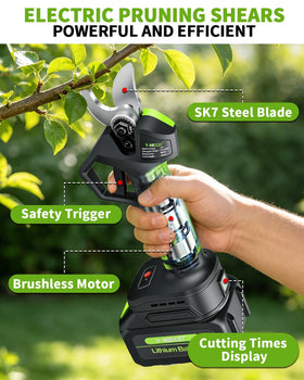 V-MODEST dual 4000mAh batteries enabling all-day cordless pruning