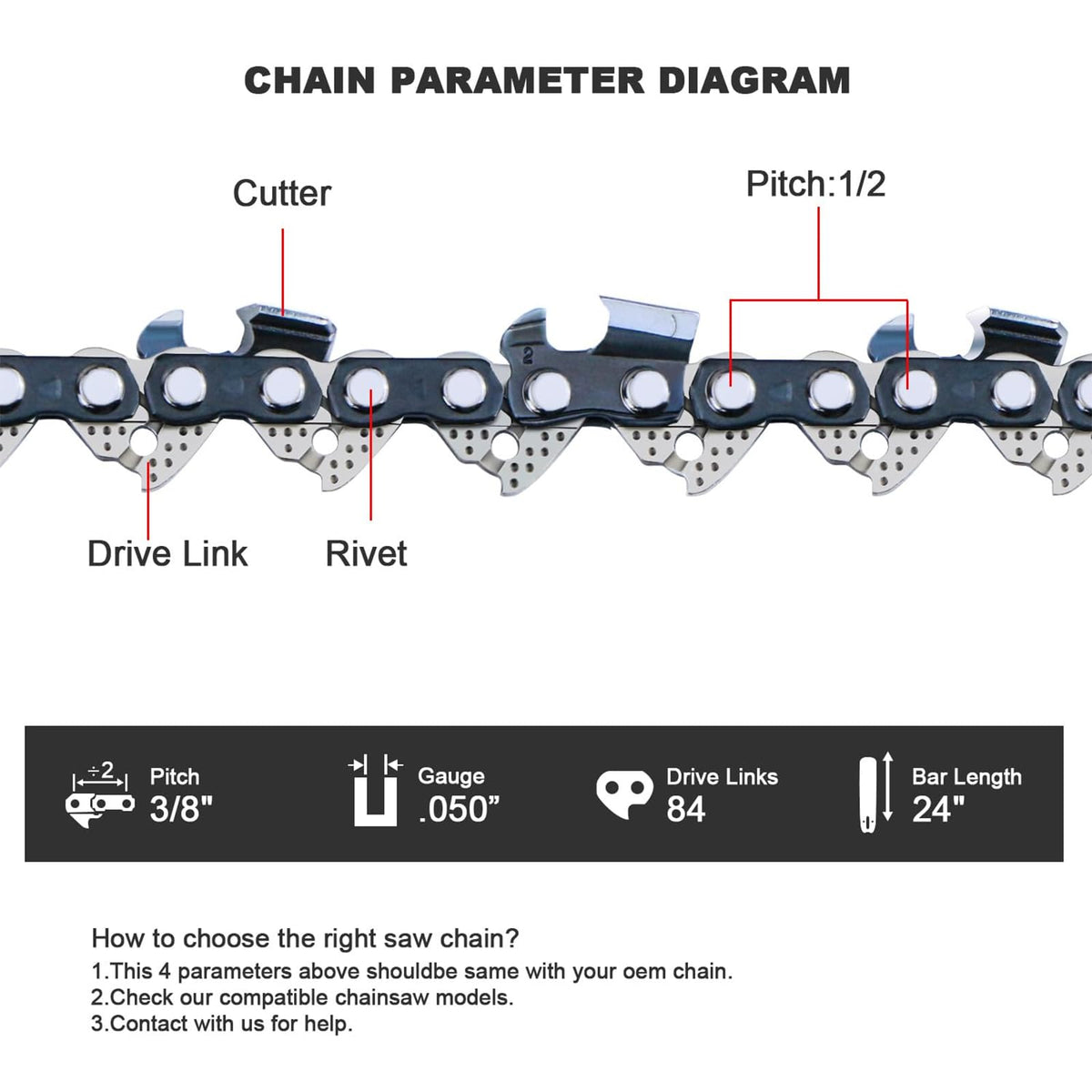 V-MODEST lubrication grooves keep chain and bar well lubricated