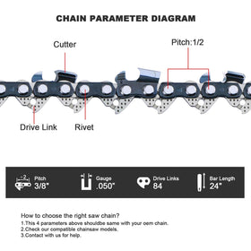 V-MODEST lubrication grooves keep chain and bar well lubricated