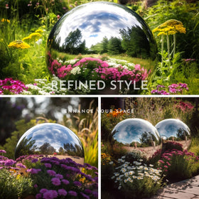 v2croft outdoor silver sphere adds year-round reflective decor