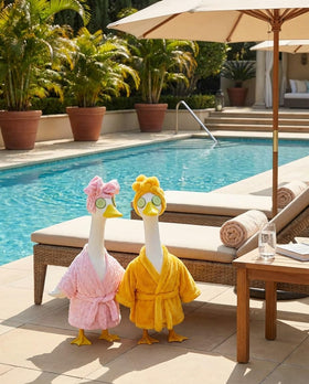 Vadeny 23-inch goose statue dressed for seasonal decoration ideas