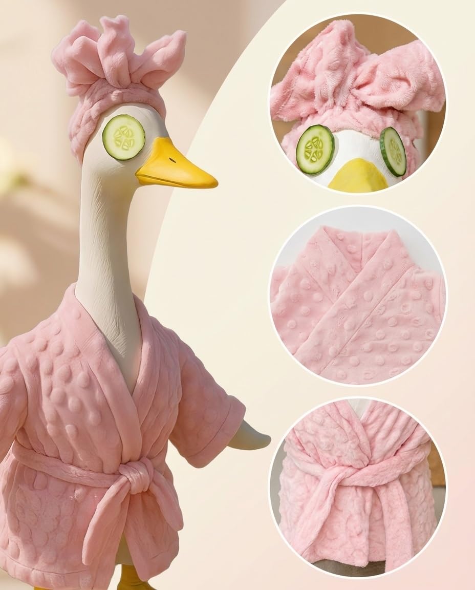 Vadeny cucumber slices accessory on goose statue for whimsy