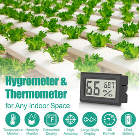 Vaikby mini digital thermometer hygrometer back view, compact housing for discreet placement.