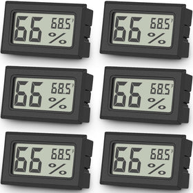 Vaikby mini digital thermometer hygrometer front view, clear Fahrenheit readings for indoors.