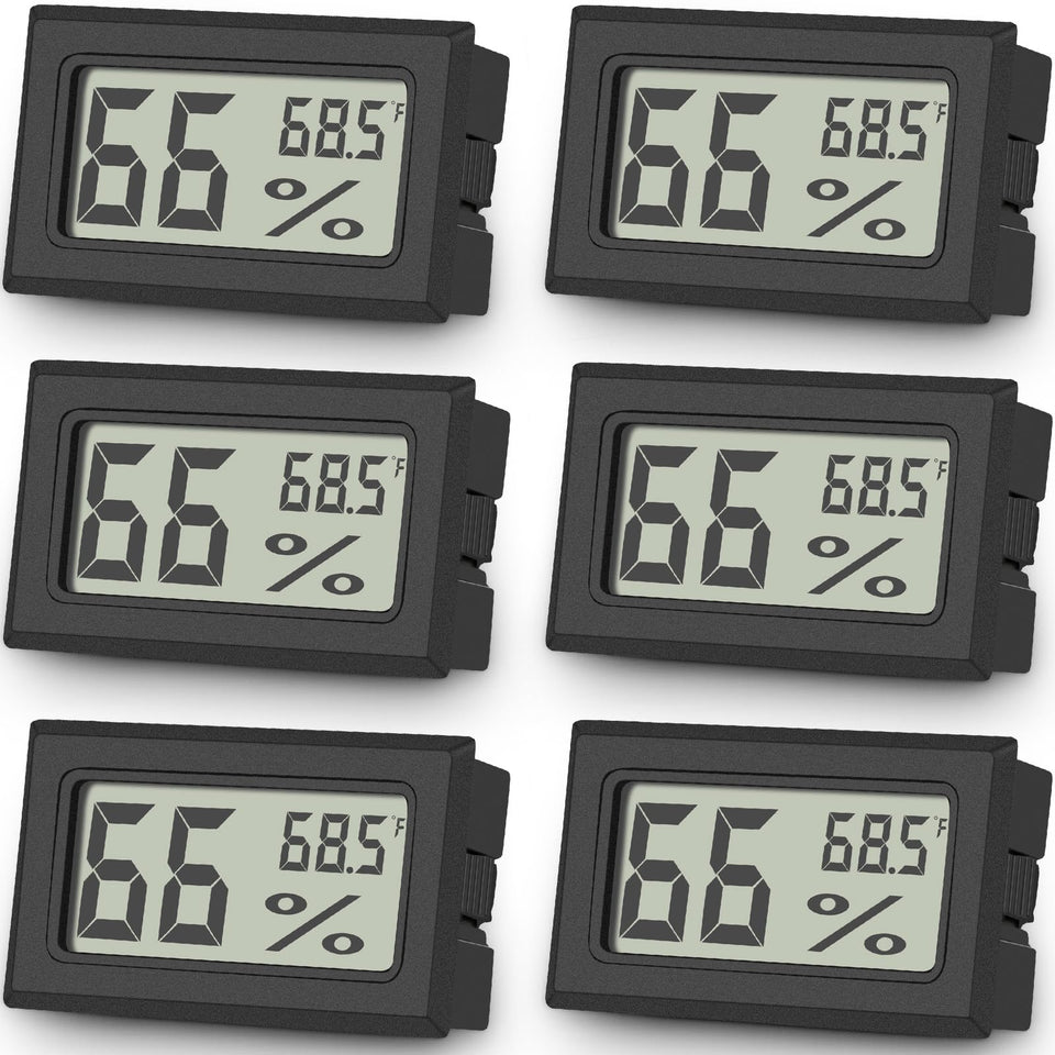 Vaikby mini digital thermometer hygrometer front view, clear Fahrenheit readings for indoors.
