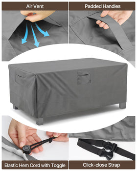 Vailge adjustable cord-lock closure securing the cover in place