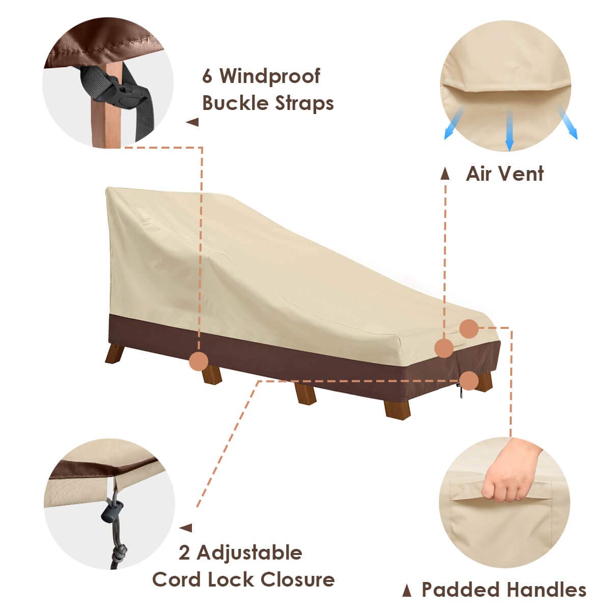 Vailge fastening straps prevent wind lofting and slippage