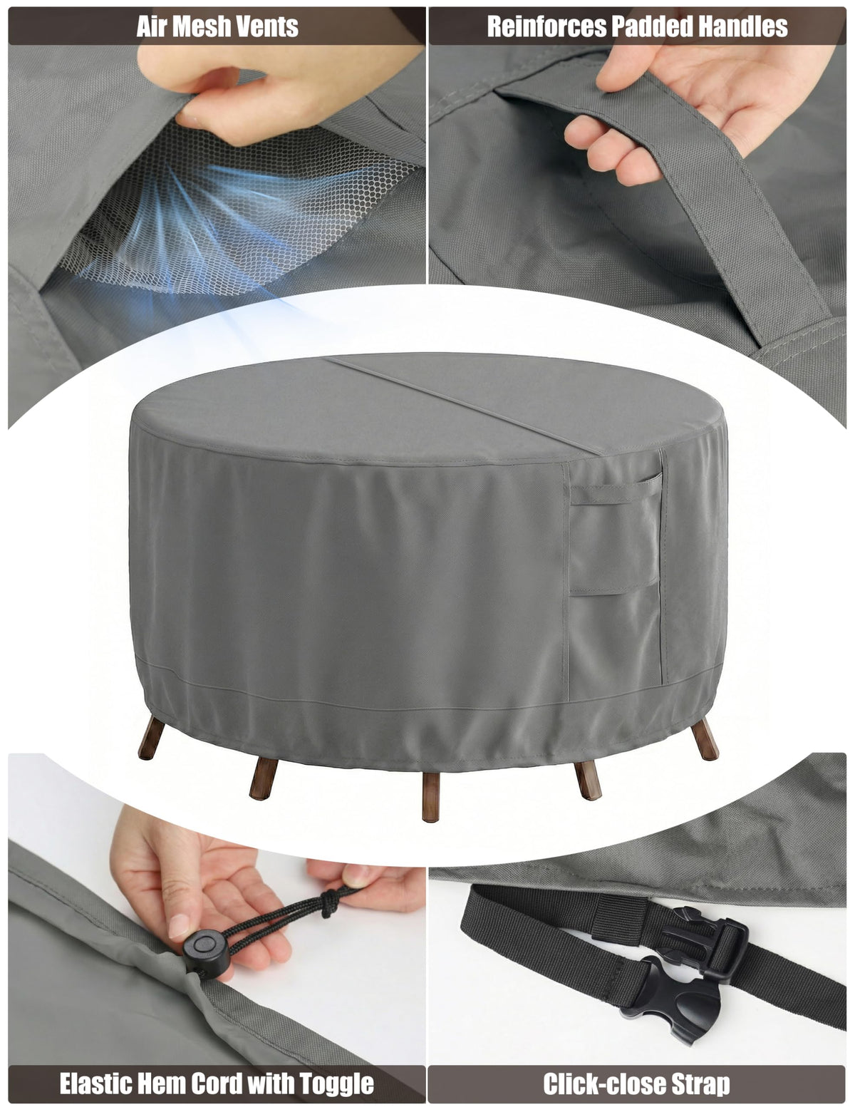 Vailge covered outdoor furniture ready for all-season use