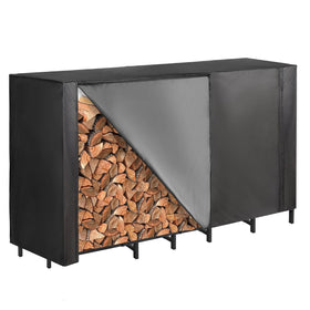 Vailge firewood rack cover with front zipper for easy access in rain or snow.