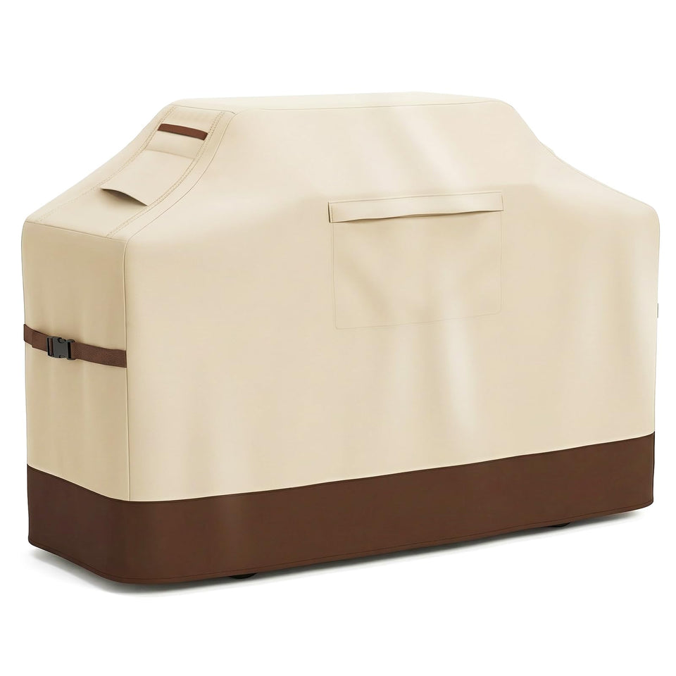 Vailge 65-inch beige grill cover front view protecting grills from sun and rain