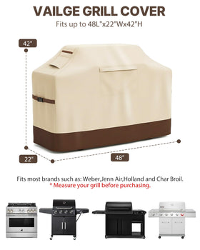Vailge grill cover with waterproof outer layer guards against weather.