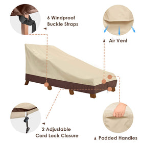 Vailge hem cord closure and straps secure the cover in wind.