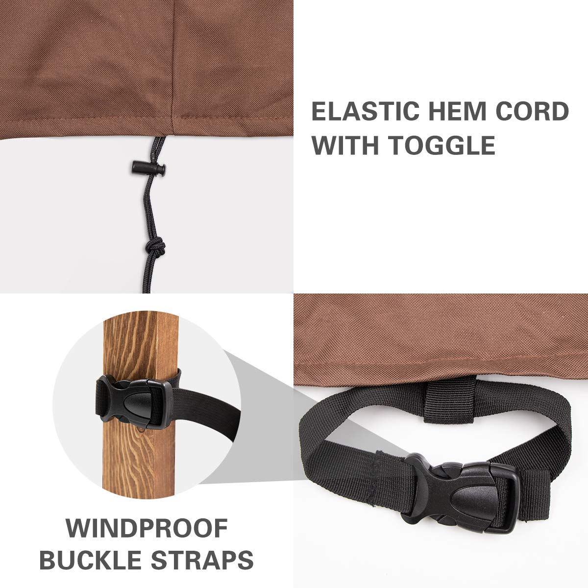 Vailge adjustable-hem and buckle for a secure fit against wind