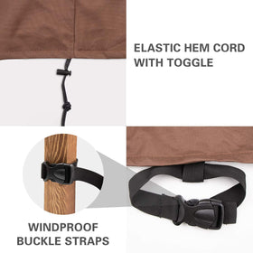 Vailge adjustable-hem and buckle for a secure fit against wind