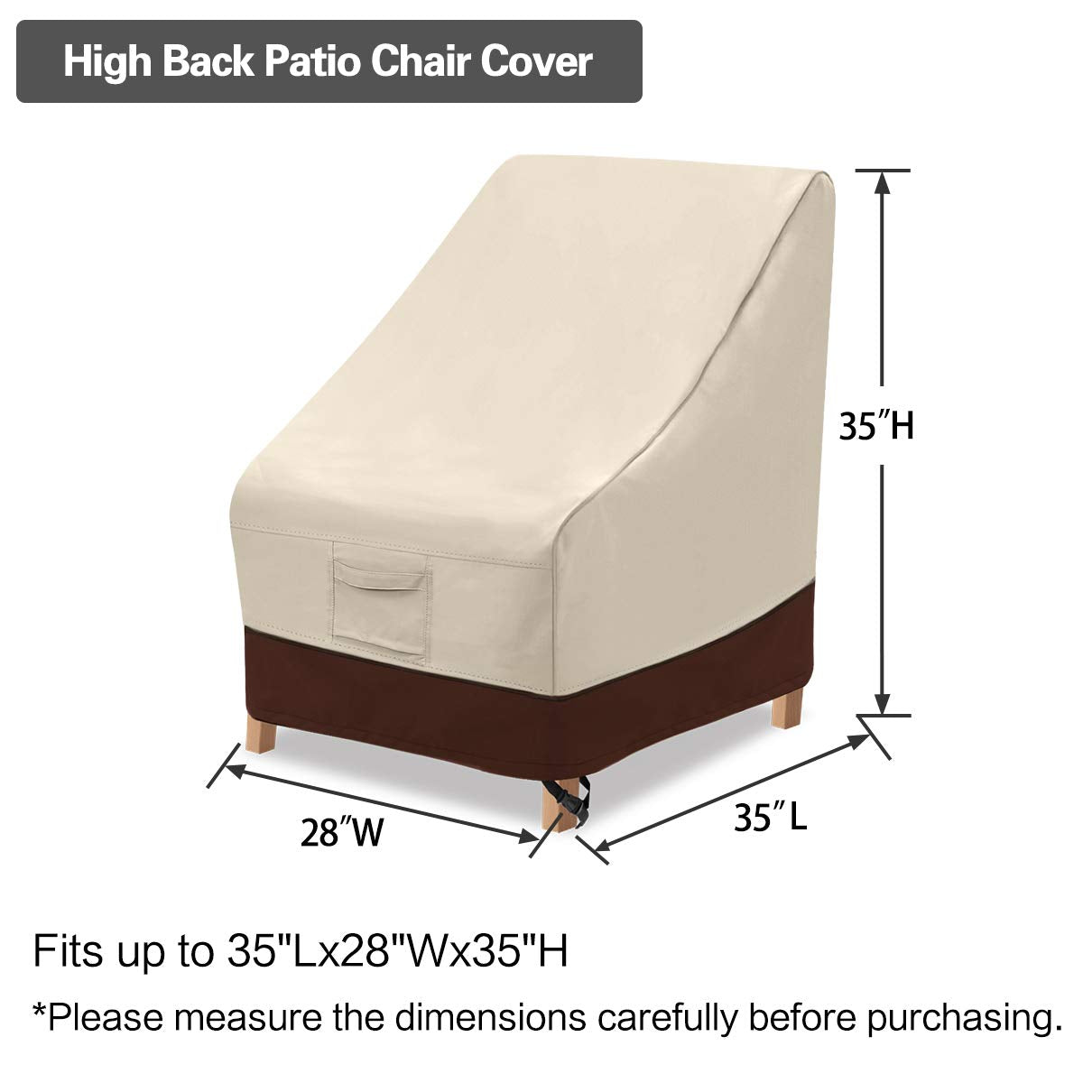 Vailge chair cover side view in beige brown extends furniture protection