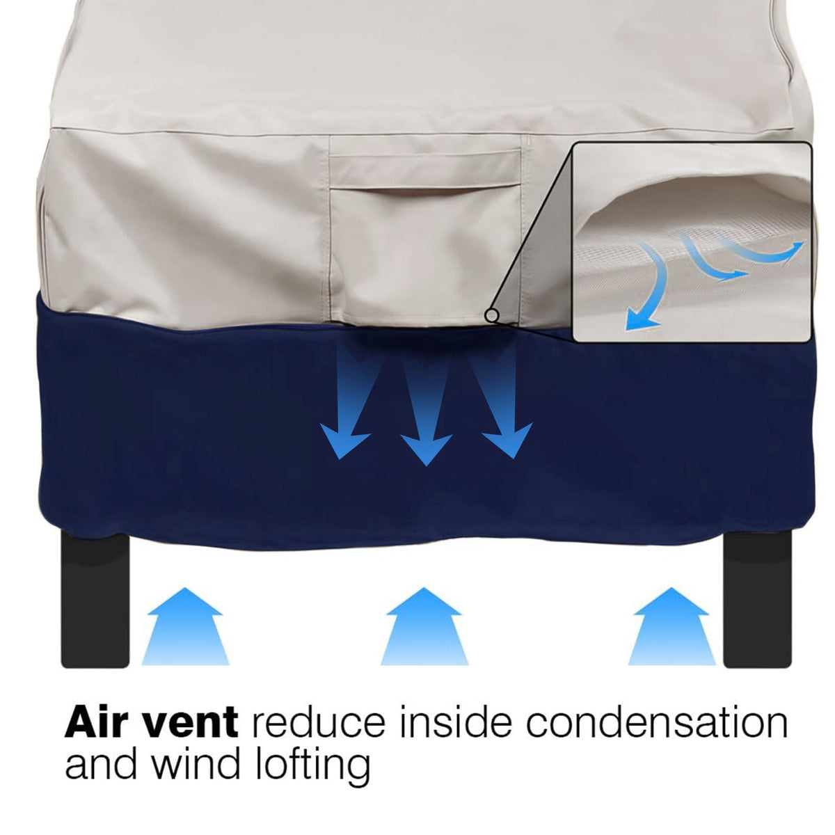 Vailge padded handles aid easy removal for quick seasonal changes.
