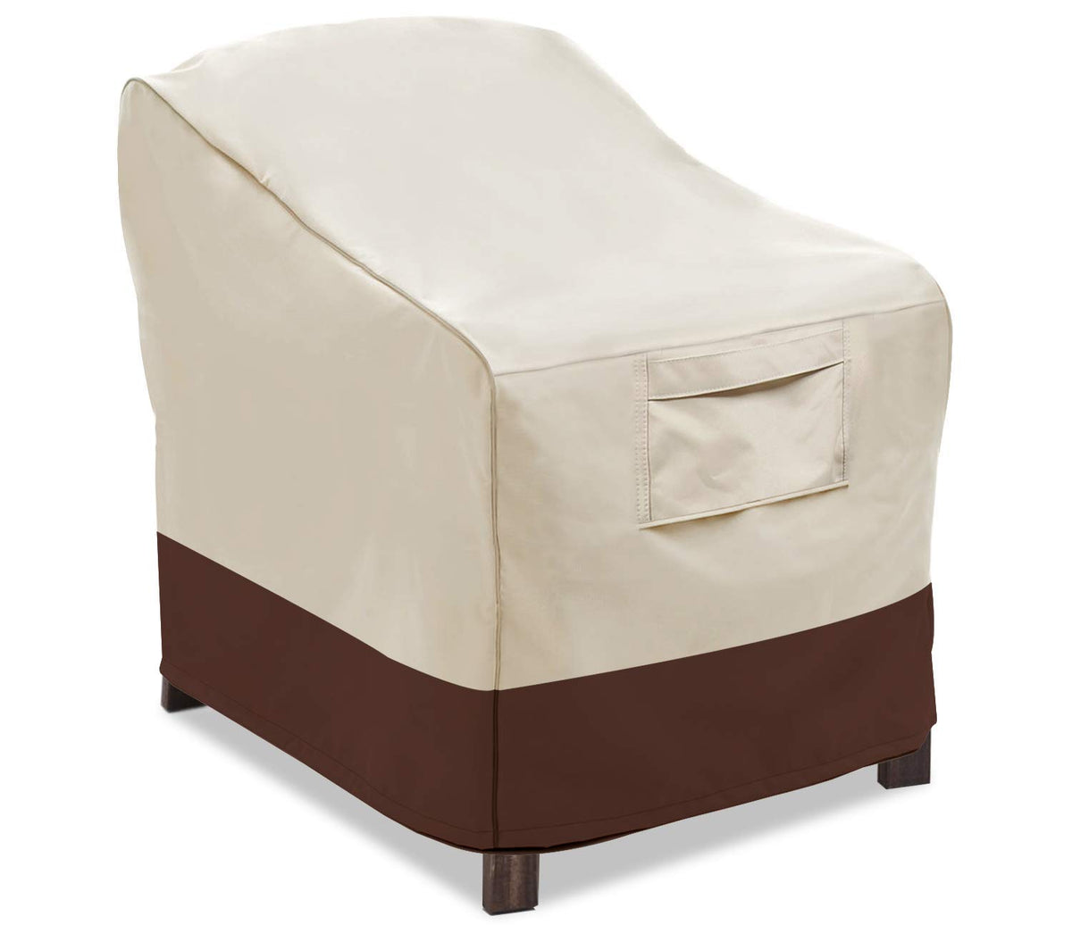 Vailge patio chair cover beige front view protects from sun and rain