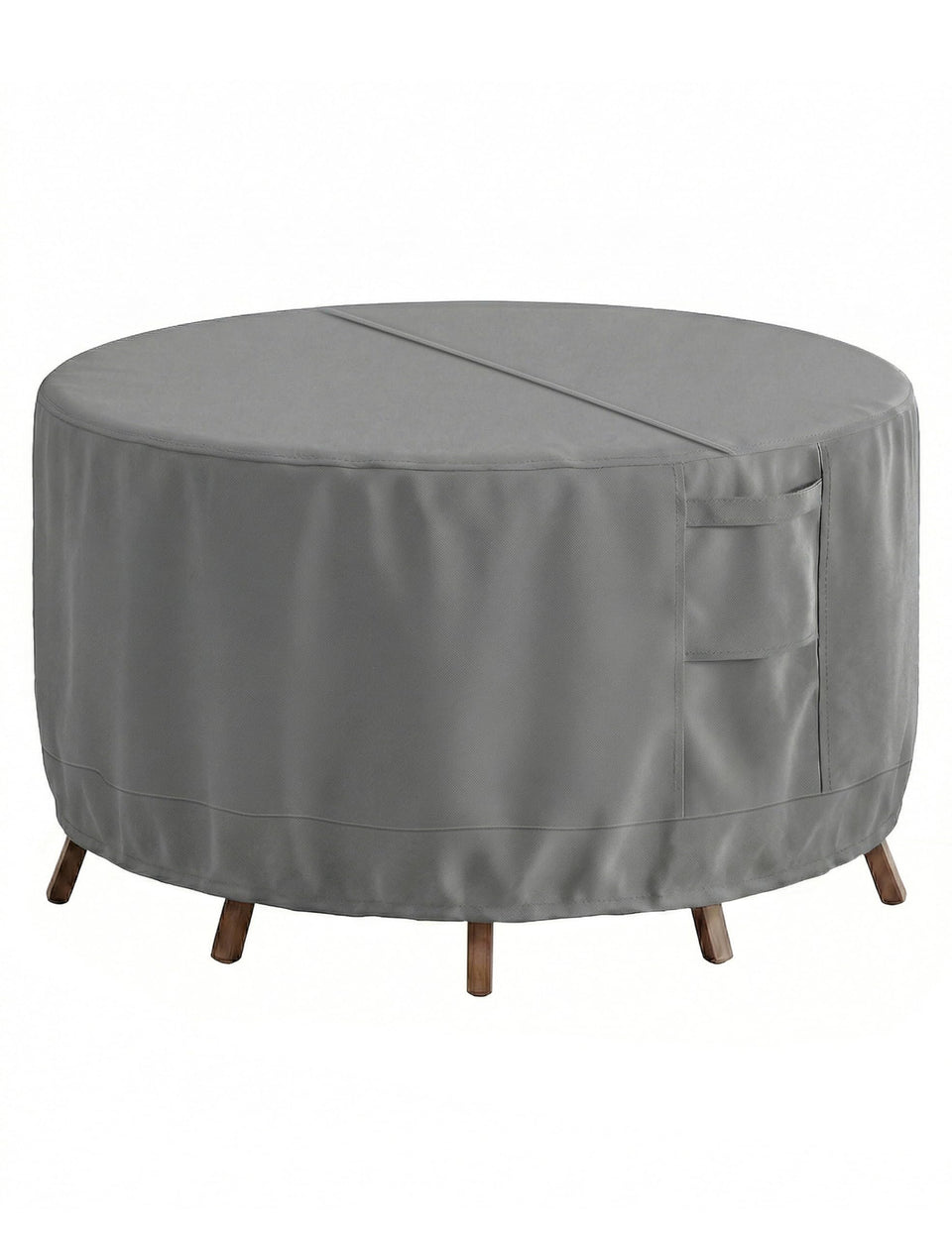 Vailge patio furniture cover in waterproof 600D fabric protecting a table set.