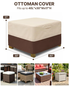 Vailge heavy-duty rectangle patio ottoman cover shields from harsh weather.