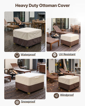 Vailge rectangle patio ottoman cover quick-fit design enables effortless application.