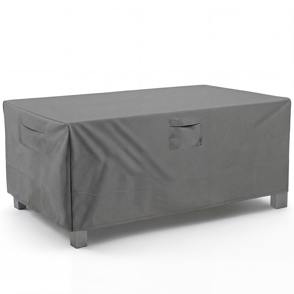Vailge rectangular patio table cover in grey outdoors protecting furniture from sun and rain