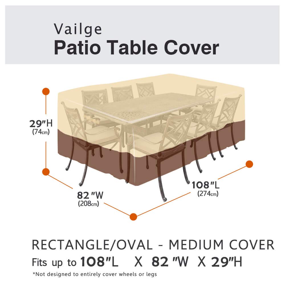 Vailge waterproof oxford fabric cover protects furniture from sun and rain.