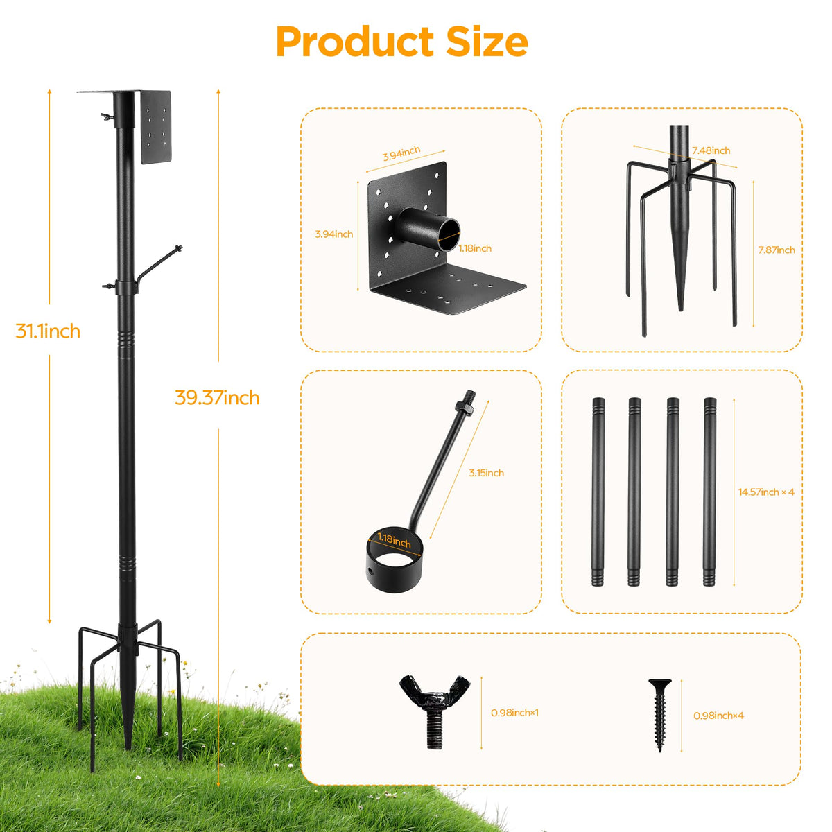 Vakiav wind-resistant yard pole ideal for gardens and patios.