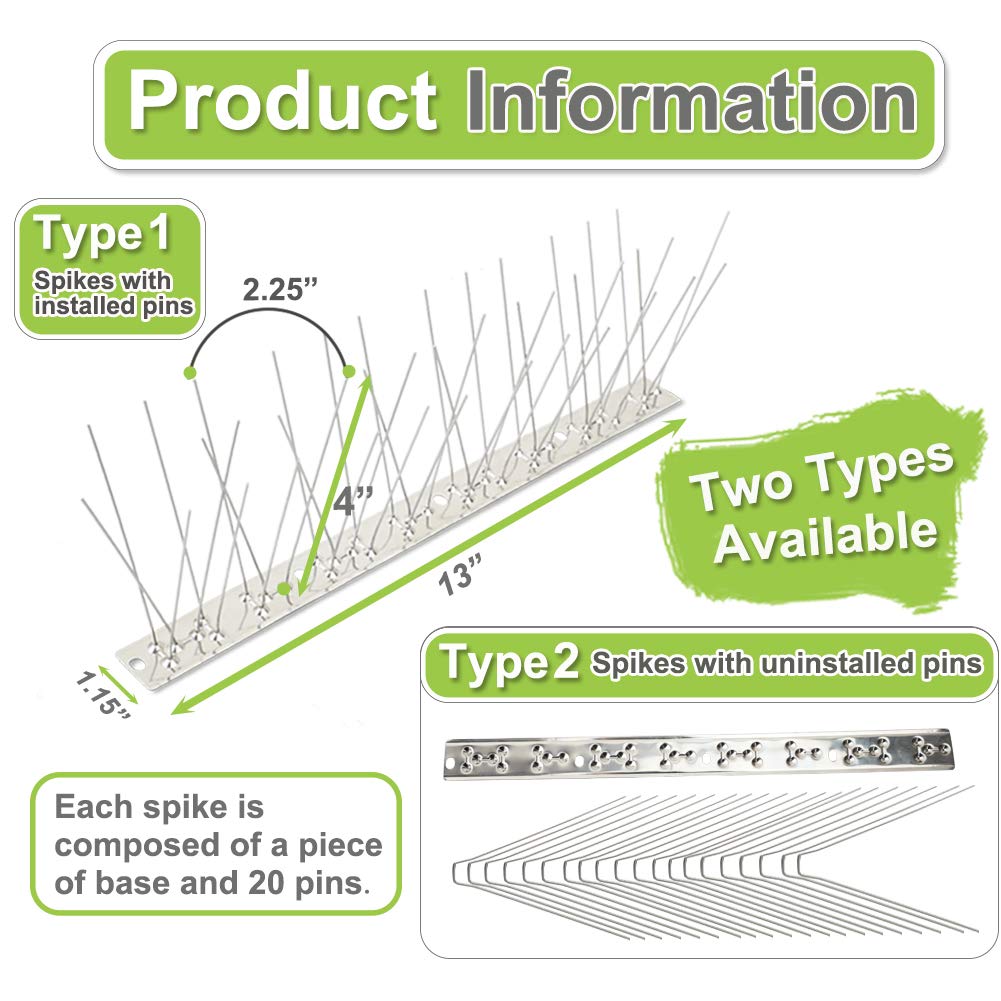 Valibe bird spikes 100ft coverage protects long fences from pigeons and seagulls.