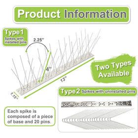 Valibe bird spikes 100ft coverage protects long fences from pigeons and seagulls.