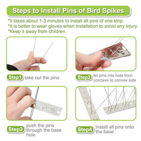 Valibe bird spikes concrete installation with adhesive for versatile exterior placement.