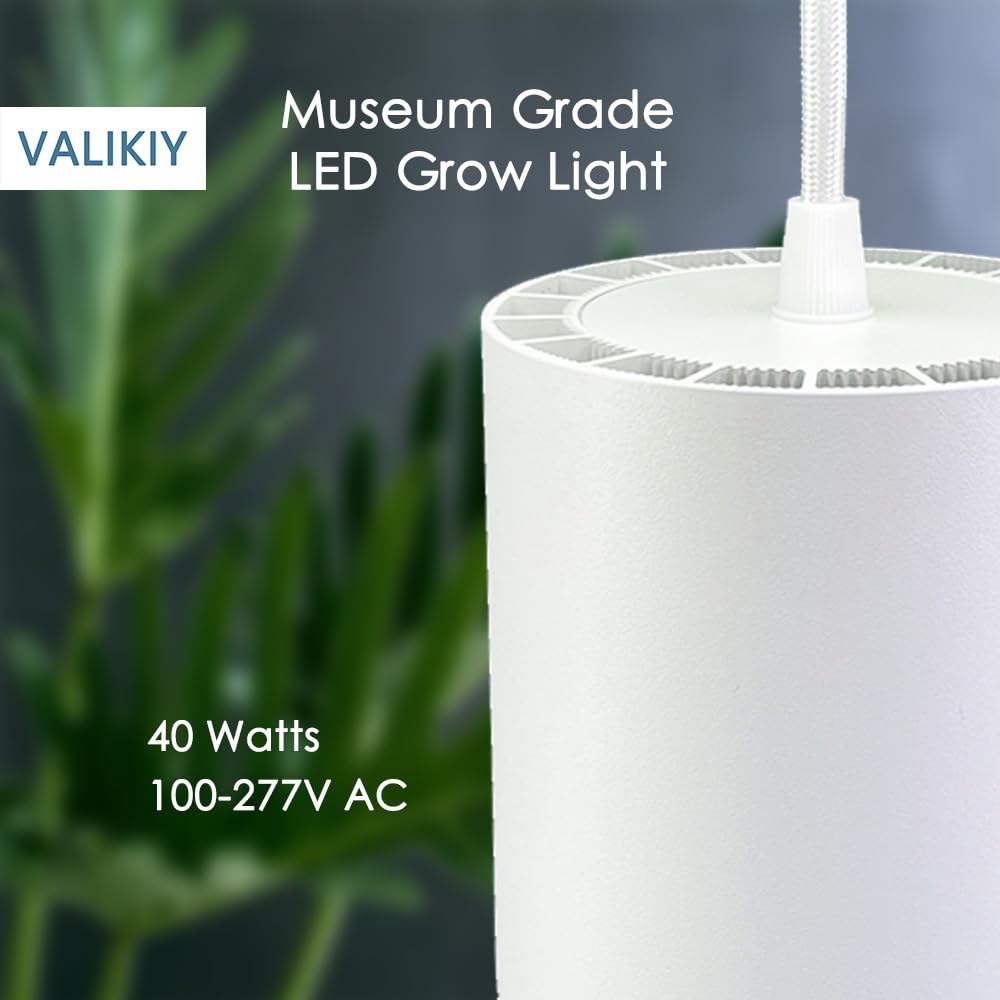 VALIKIY hanging grow light side view highlights easy installation and timer-ready setup.