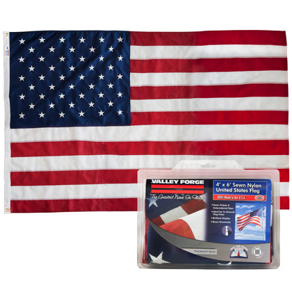 Valley Forge American Flag 5x8 on a sturdy flagpole, ideal for year-round display.