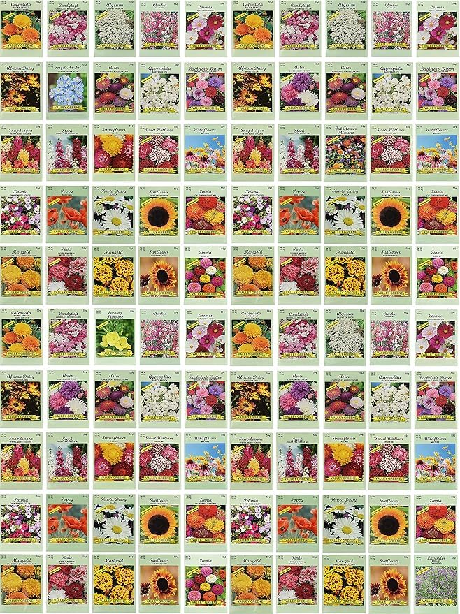 Valley Greene assorted flower varieties envelopes for organized sowing.