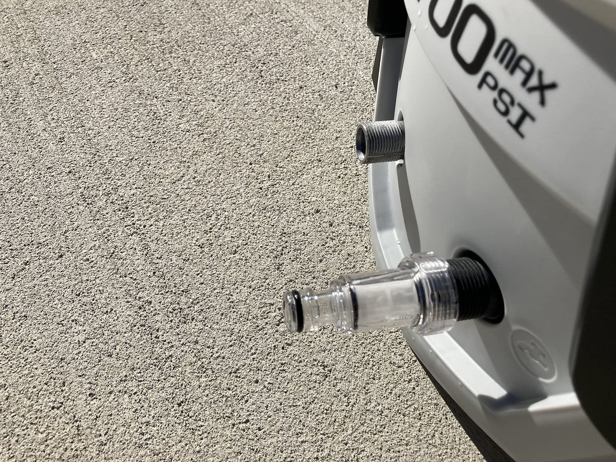 Valley Industries black and blue adapter threads onto hose securely