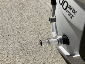 Valley Industries black and blue adapter threads onto hose securely