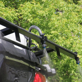 Valley Industries polypropylene cross nozzle body seated on boom for easy alignment and stability.