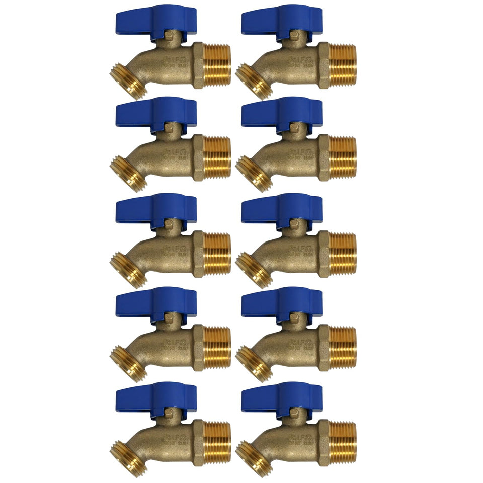 Valve XFITTNG 3-4in MPT to 3-4in GHT bibb with no-kink design for outdoor hoses