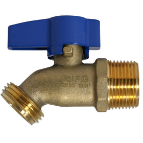 Close-up of brass one-fourth-turn valve on XFITTNG bibb for precise control