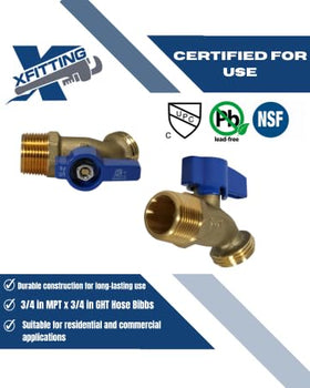 Outdoor and indoor use XFITTNG hose bibb shown in a utilitarian setting