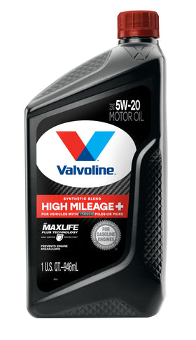 Valvoline High Mileage 150K oil bottle demonstrating engine protection for high mileage vehicles