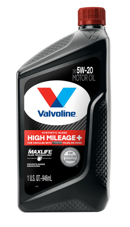 Valvoline High Mileage 150K oil bottle demonstrating engine protection for high mileage vehicles